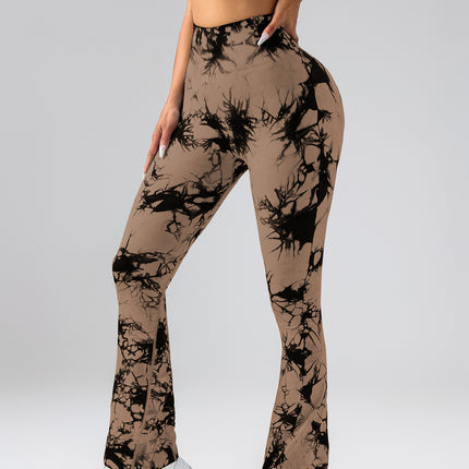 2 Pack Tie Dyed High Waisted Flared Butt-lifting Fitness Sports Women's Yoga Bell-bottom Pants, Workout Leggings For Women, Gym Scrunch Butt Butt Lifting Seamless Leggings