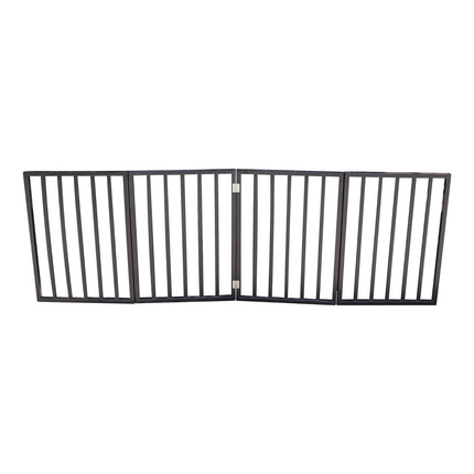 Wooden Pet Gate - Freestanding, Folding For Doorways, Stairs, House, Brown Arc