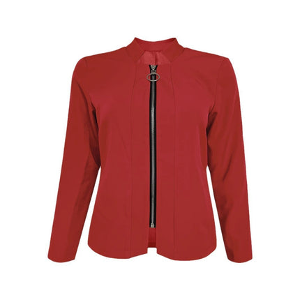 Solid Color Long-sleeve Zipper Suit Top