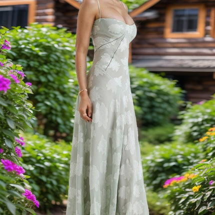 Sexy Flowers Lace Suspender Dress Summer Fashion Slim Back Lace-up Long Dresses Party Evening Club Clothing For Women