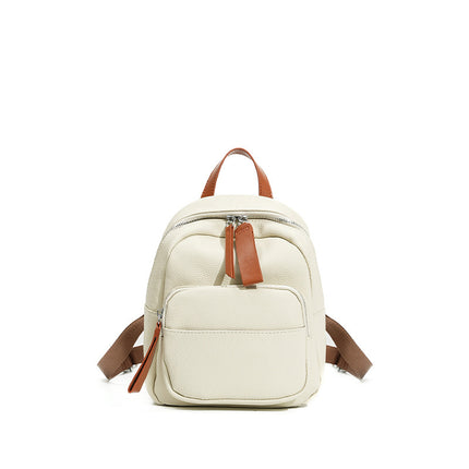 Large Capacity Portable Computer Lightweight Leather Niche Women's Backpack