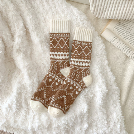 Winter Warm Cashmere Socks Fleece-lined Thick Mid-calf Length Socks
