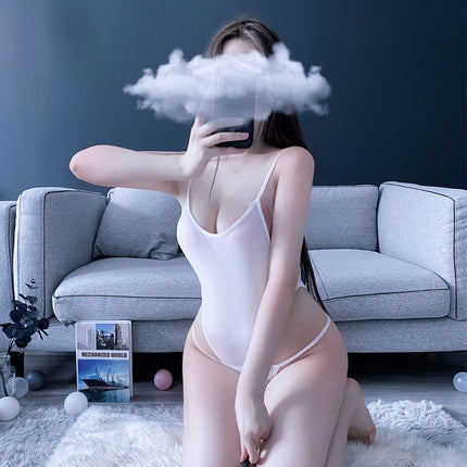 Crotch Free High Fork One Piece Swimsuit Thin Transparent