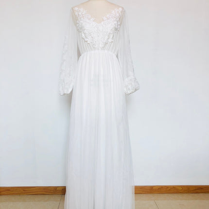 Round Collar Gauze Embroidered One-piece Dress Wedding Dress