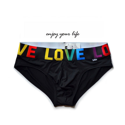 Men's Low Waist Solid Color Rainbow Belt Letter Briefs