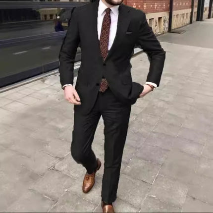 Men's Slim Fit Business Dress Two Button Set