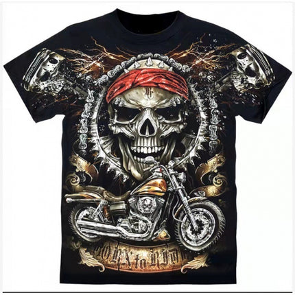 Printed Short-sleeved Leisure Motorcycle