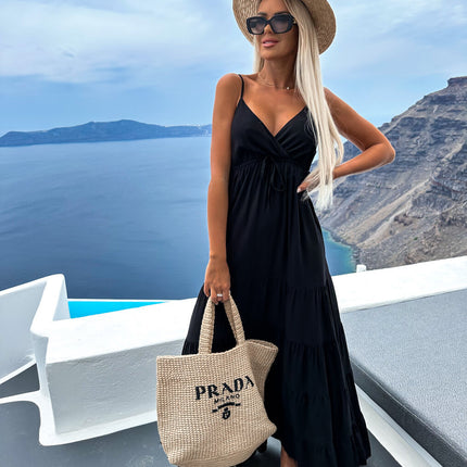 Women's Multi-color Casual Fashion V-neck Dress With Suspenders