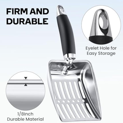 Cat Litter Scoop Kitty Metal Scooper Stainless Steel Sifter Heavy Duty Poop Sifting Kitten Poop Sifter
