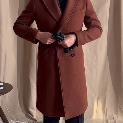 Warm Coat Double-breasted Mid-length Wool Overcoat