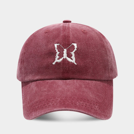 Soft Top Casual Peaked Cap Butterfly Embroidered Sun Hat