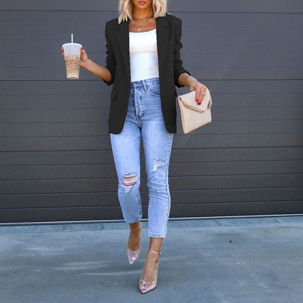 Womens Casual Blazers Open Front Long Sleeve Work Office Suit Jackets Blazer