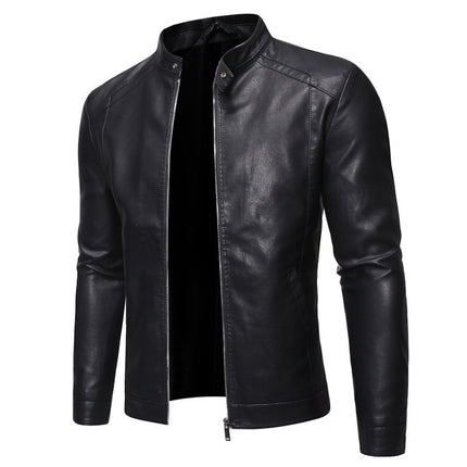 Men's Slim Casual Leather Jacket Motorcycle Jacket