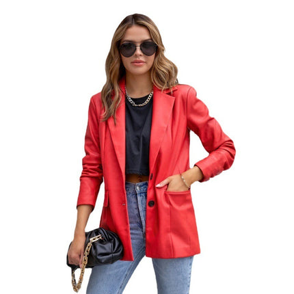 Casual Fashion Three-color Leather Coat