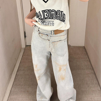 American Retro Plus Size Stitching Jeans For Women