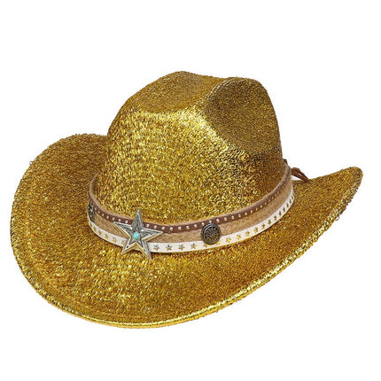 Festival Party Gathering Silver Western Denim Fedora Hat Felt