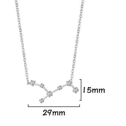 A Stainless Steel Necklace With Diamond-encrusted Pendant For The Twelve Zodiac Signs