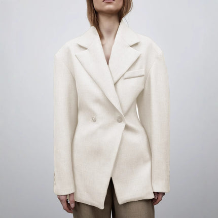 Autumn And Winter Women's Suit Advanced Static Luxury Elegant Lapel Baggy Coat