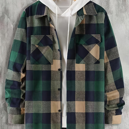 Dark Green Commuter Men's Plaid Shirt