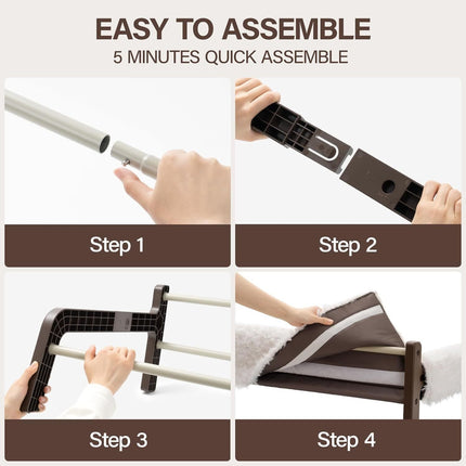 MEWOOFUN Raised Cat Bed For Indoor Cats - Elevated Plush Pet Sofa With Non-Slip Bottom, Supports 44 Lbs, Washable Small Dog Bed For Kittens & Puppies Beige Brown