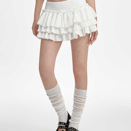 Puffy Cake Dress Women's Low Waist Pleated Skirt