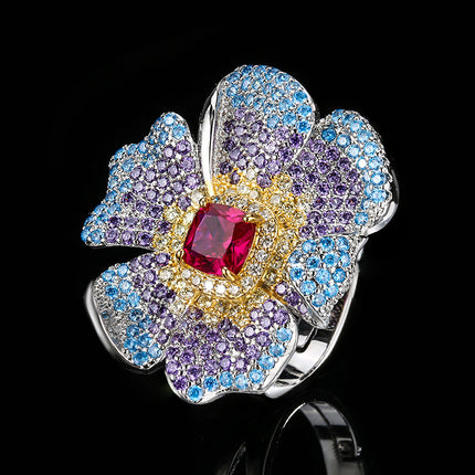 Creative Opening Ring Ornament Jacinth Zircon Light Luxury Minority All-match High Sense