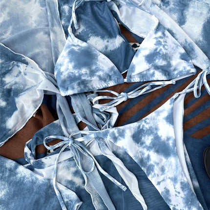 Ladies Split Swimsuit Tie-dye Sexy Four-piece Bikini