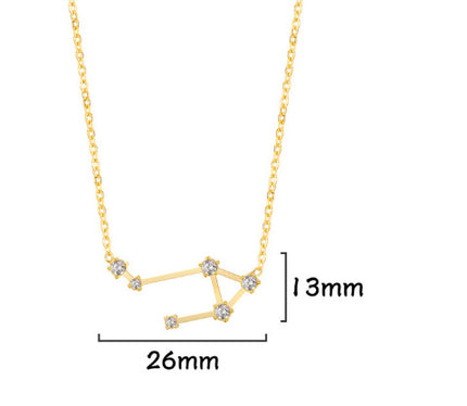 A Stainless Steel Necklace With Diamond-encrusted Pendant For The Twelve Zodiac Signs