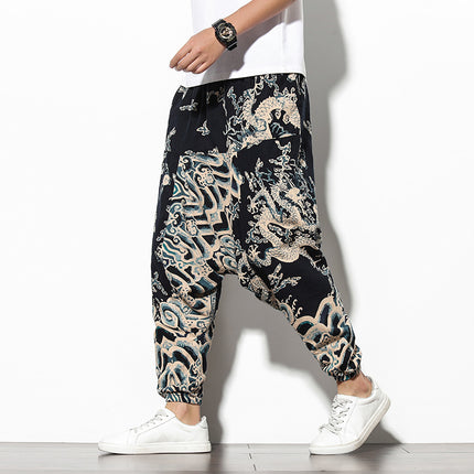 Summer Bohemian Loose Wide-leg Elephant Flower Beach Trousers