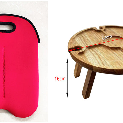 Wooden Outdoor Folding Picnic-table With Glass Holder 2 In 1 Wine Glass Rack Outdoor Wine Table Wooden Table Easy To Carry Wine