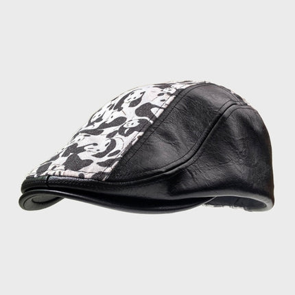Autumn Winter Retro PU Leather Stitching Advance Hats