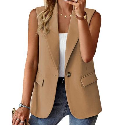 Autumn Sleeveless Solid Color Multicolor Cardigan Small Suit Jacket Ladies