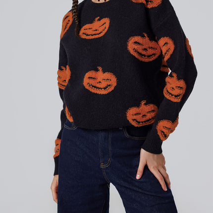 Women's Fashion Round Neck Pullover Halloween Sweater