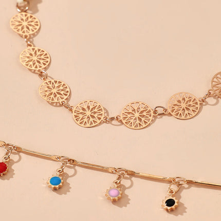 Colored Oil Drip Pendant Double Layer Foot Ornament