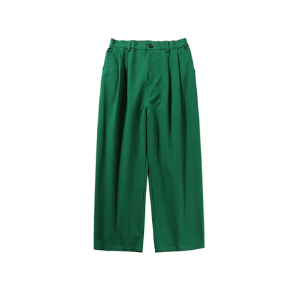 Men's Simple Japanese Loose Straight Washed Cotton Trousers