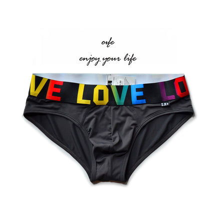 Men's Low Waist Solid Color Rainbow Belt Letter Briefs
