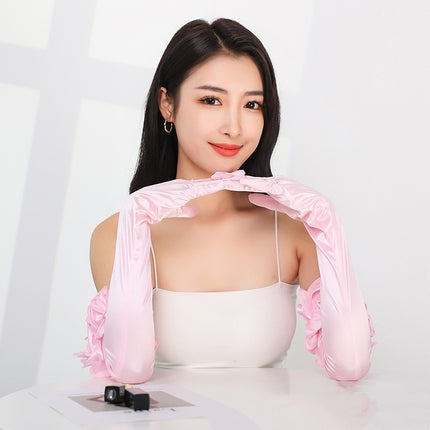 Satin Stretch Long Wedding Dress Etiquette Gloves Elegant