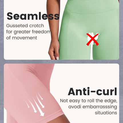 Yoga Pants - Five-Point High Waist Seamless Solid Color