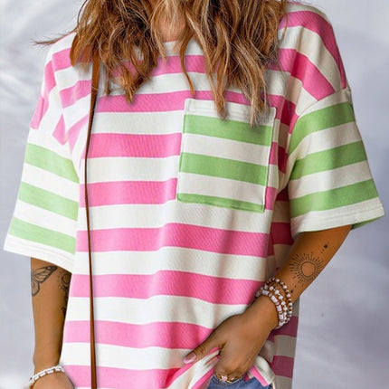 Round Neck T-shirt Women's European And American Loose Casual Dopamine Short Sleeve Top