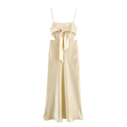 Summer Silk Satin Ang Sleeveless Sling Dress