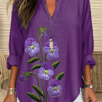 Women's 3D Digital Printing Fashion Round Neck Loose Shirt