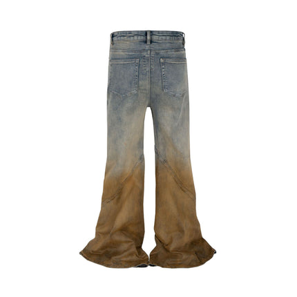 Men's Gradient Trousers Wide Leg Distressed Casual Jeans