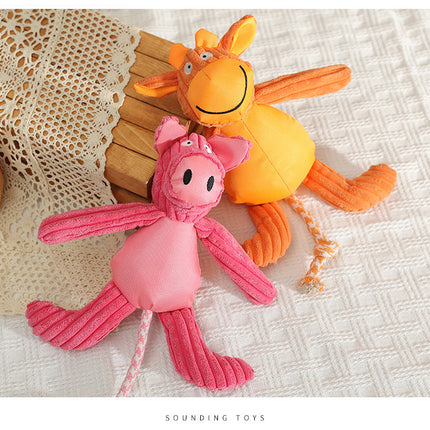 New Pet Dog Plush Sounding Cartoon Cow Cartoon Pig Animal, Bite-resistant Pet Toys