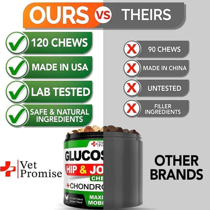 Glucosamine For Dogs 2 Pack Hip And Joint Supplement With Chondroitin 240 Chews