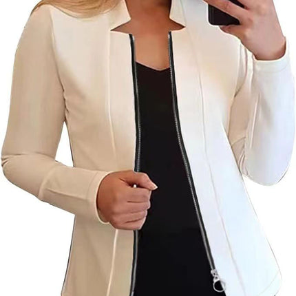 Solid Color Long-sleeve Zipper Suit Top