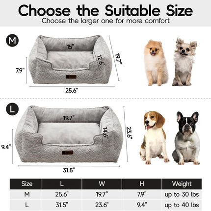 MEWOOFUN Medium Dog Bed - 31.5x23.6x9.5 Inch Washable Rectangle Pet Bed With Warming & Calming Features, Anti-Slip Bottom For Puppies