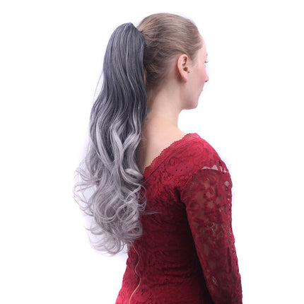 Colorful Gradient Color Clip Ponytail Wig