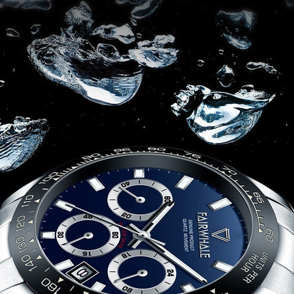 Three-eye Round Multi-functional Sports Waterproof Automatic Quartz Watch