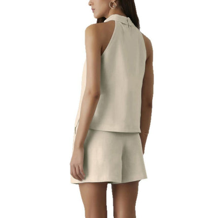 Summer New Halterneck Vest High Waist Wide Leg Pants Two-piece Set