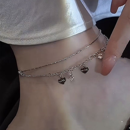 Love Double Layer  Anklet Versatile Adjustable